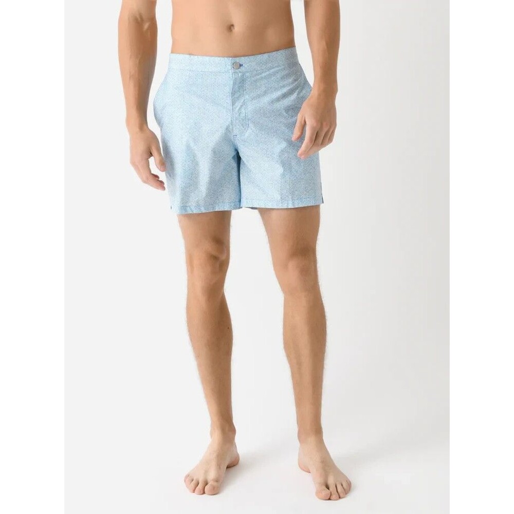 PETER MILLAR Swimwear Mens XXL Light Blue Swim Trunks Drawstring Miura Wave